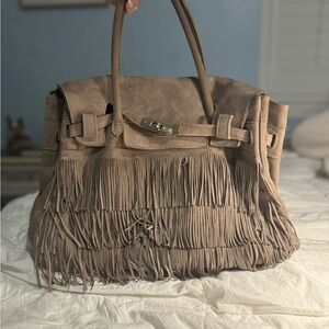 SOLD!!!!! Larettamia Made in Italy Fringed Suede Leather Handbag 35mm Brown